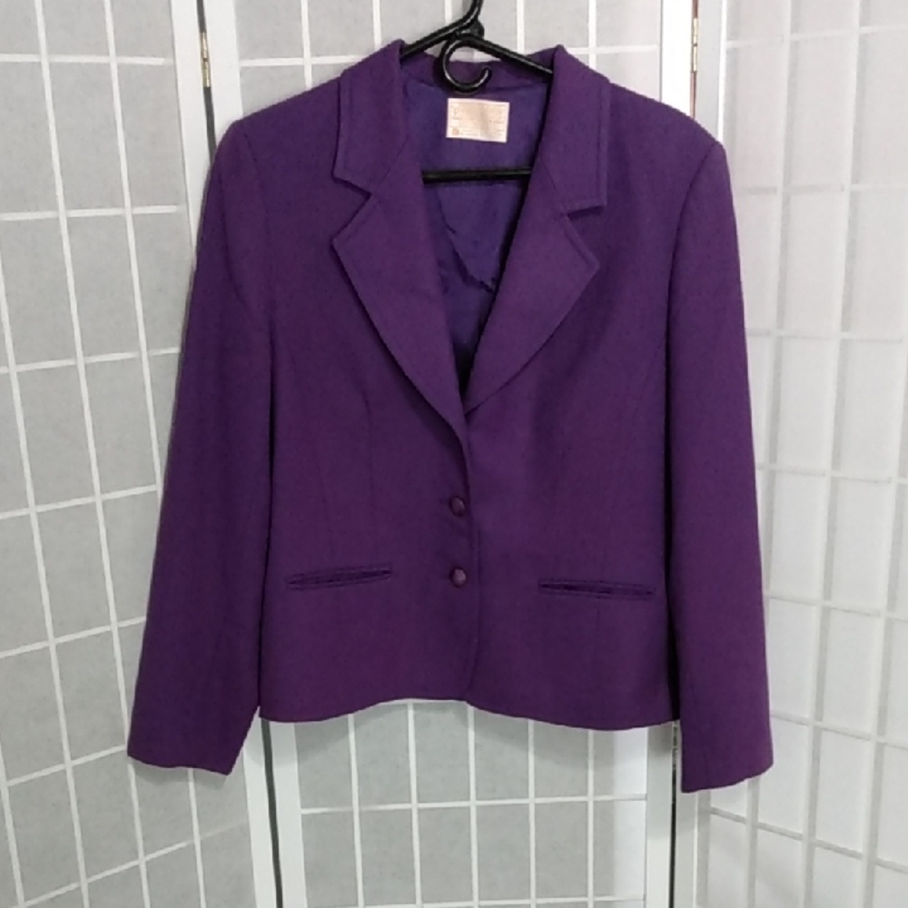 Pendleton WMNS Purple 100% Virgin Wool Tailored‎ Blazer -10- Made In USA